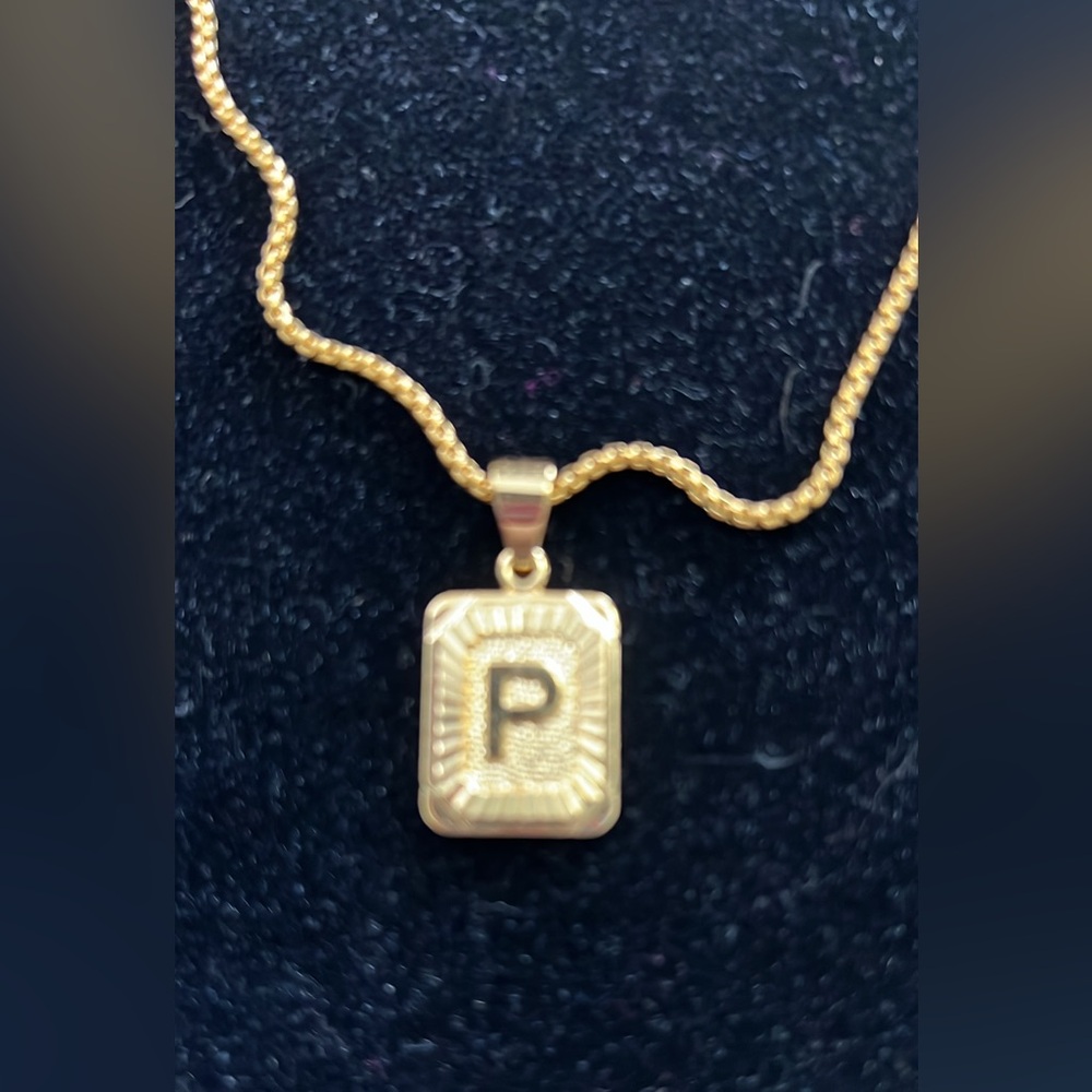 Gold Pendant Necklace with Initial 'P'